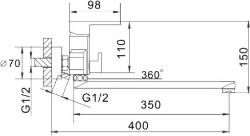 Смеситель с длинным изливом для ванны D-lin D147366-C белый, хром