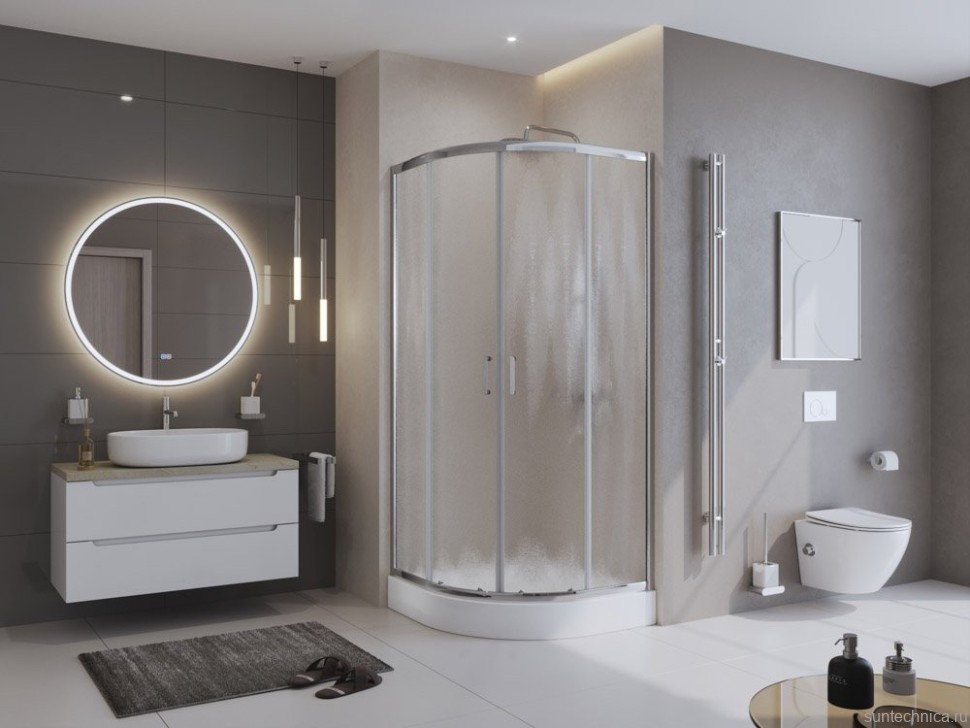 Душевой уголок BelBagno Uno UNO-195-R-2-90-CH-CR стекло рифленое