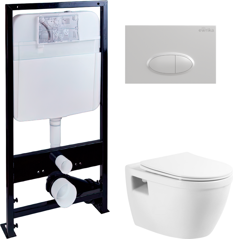 Комплект Унитаз подвесной BelBagno Loto BB070CHR/SC безободковый + Инсталляция EWRIKA ProLT 0026-2020 + Кнопка 0052 белая