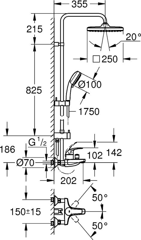 Душевая стойка Grohe Tempesta Cosmopolitan System 250 Cube 26693000