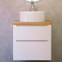 Мебель для ванной комнаты Jorno Wood 60, белая, светлая столешница