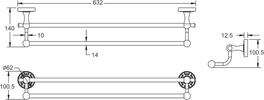 Полотенцедержатель Rose RG1027Q бронза