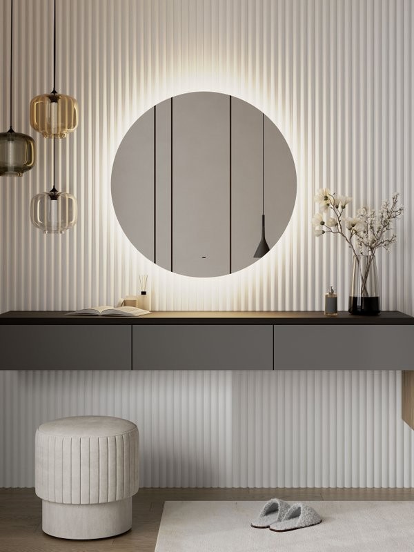 Зеркало круглое CONTINENT Ledh Ajour 90 см, сенсорное, с теплой подсветкой