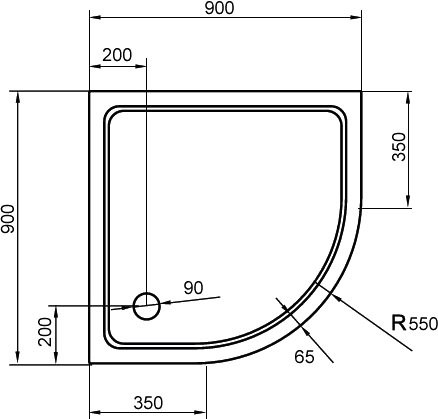 Поддон для душа Cezares Tray SMC TRAY-M-R-90-550-35-W