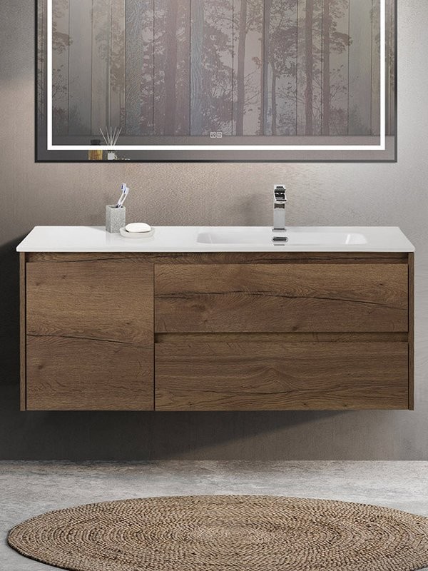 Тумба с раковиной BelBagno Kraft R, 120 2 ящика, дверца, rovere tabacco