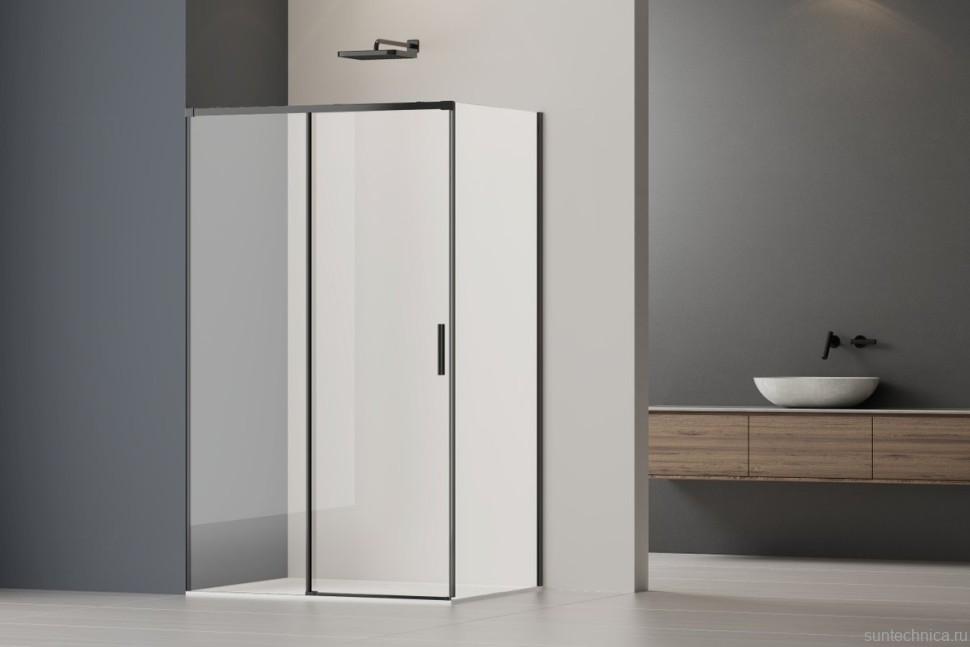 Душевой уголок Vincea Soft 2 VSR-3SO29011CLB 110х90 см, профиль черный, стекло прозрачное