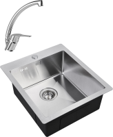 Комплект Мойка Zorg Inox R 4551 + Смеситель MEGA Mega MG-BMK016 хром