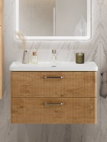 Тумба с раковиной BelBagno Due 80 ручки матовый атласный никель, rovere nature