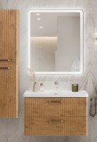 Тумба с раковиной BelBagno Due 80 ручки матовый атласный никель, rovere nature