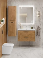 Тумба с раковиной BelBagno Due 80 ручки матовый атласный никель, rovere nature