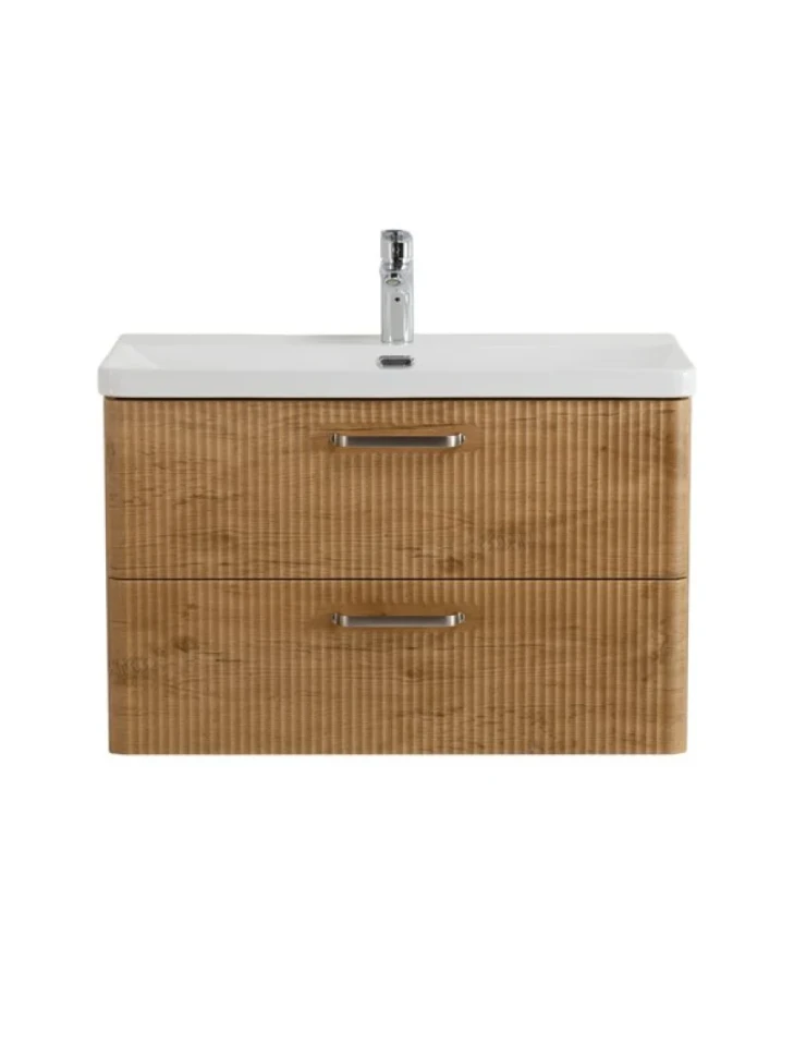 Тумба с раковиной BelBagno Due 80 ручки матовый атласный никель, rovere nature