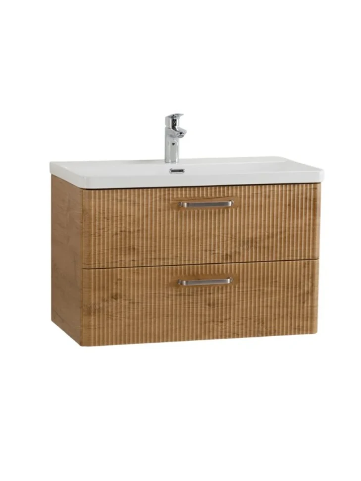 Тумба с раковиной BelBagno Due 80 ручки матовый атласный никель, rovere nature