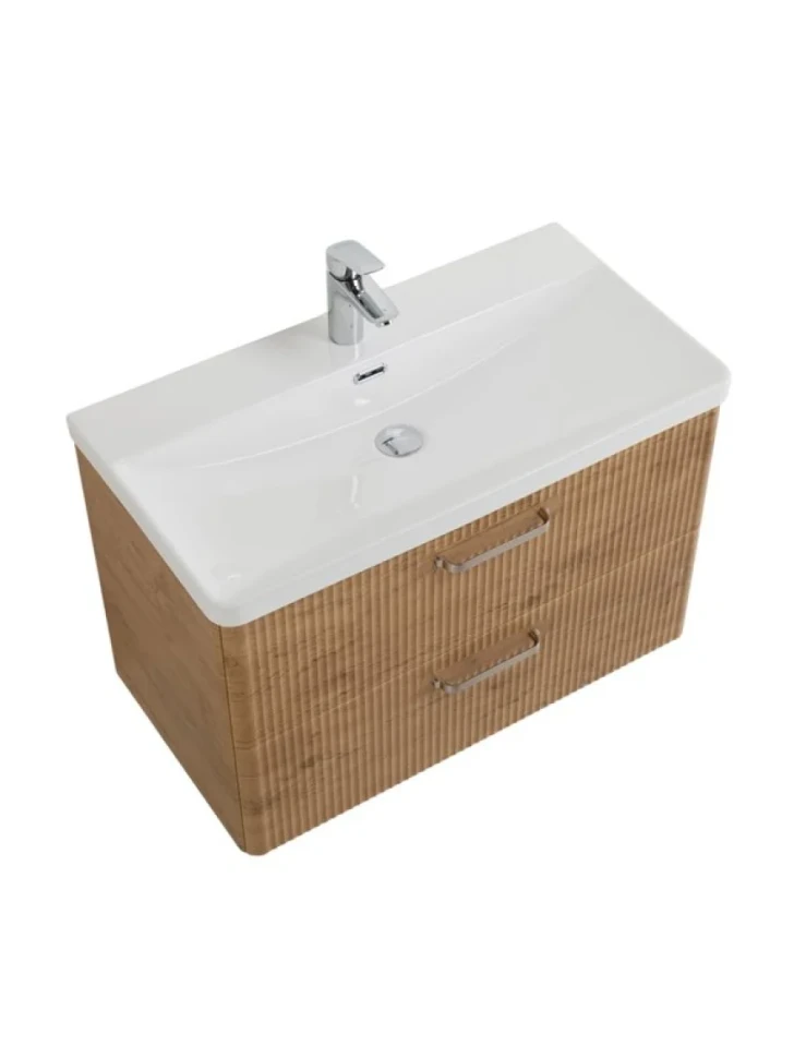 Тумба с раковиной BelBagno Due 80 ручки матовый атласный никель, rovere nature