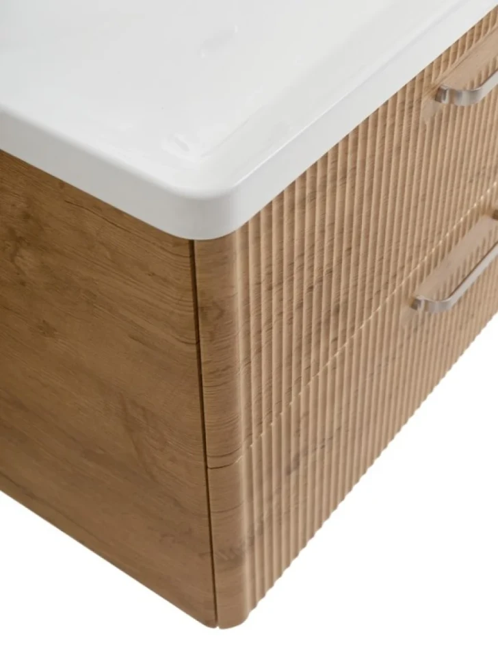 Тумба с раковиной BelBagno Due 80 ручки матовый атласный никель, rovere nature