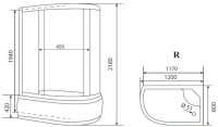 Душевая кабина Timo Eco TE-0720R с высоким поддоном, с сиденьем