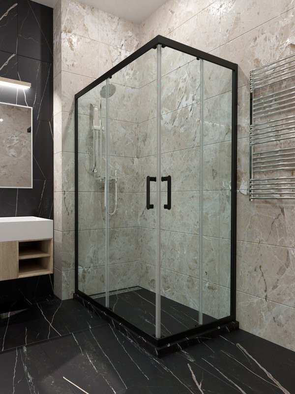 Душевой уголок Triton Фикс 120x90 см, без поддона, профиль блэк