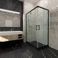 Душевой уголок Triton Фикс 120x90 см, без поддона, профиль блэк