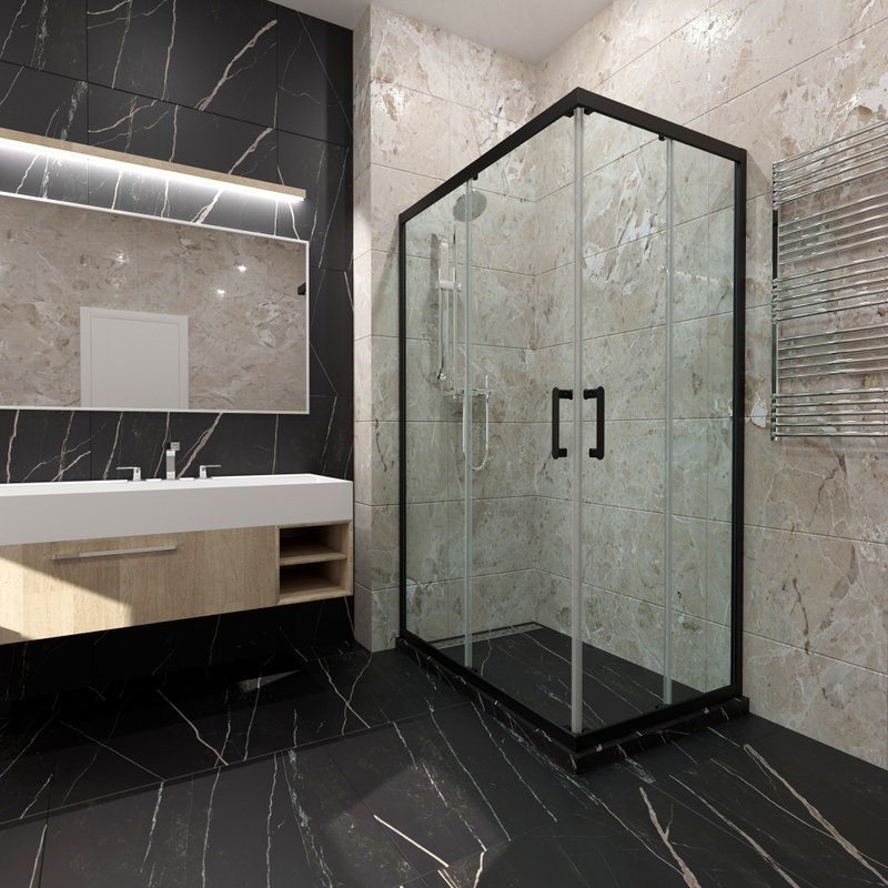 Душевой уголок Triton Фикс 120x90 см, без поддона, профиль блэк