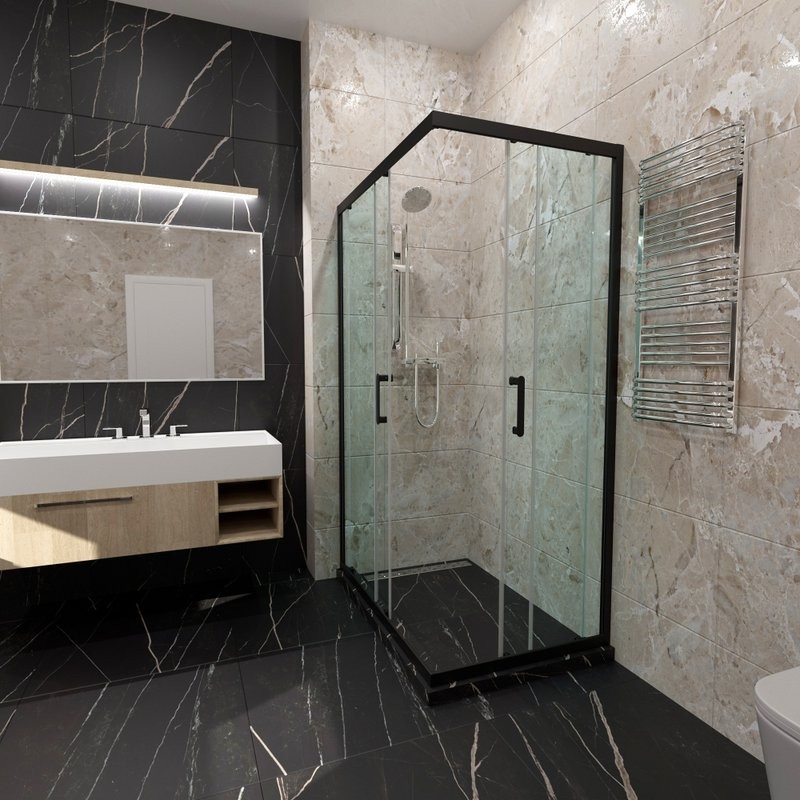 Душевой уголок Triton Фикс 120x90 см, без поддона, профиль блэк