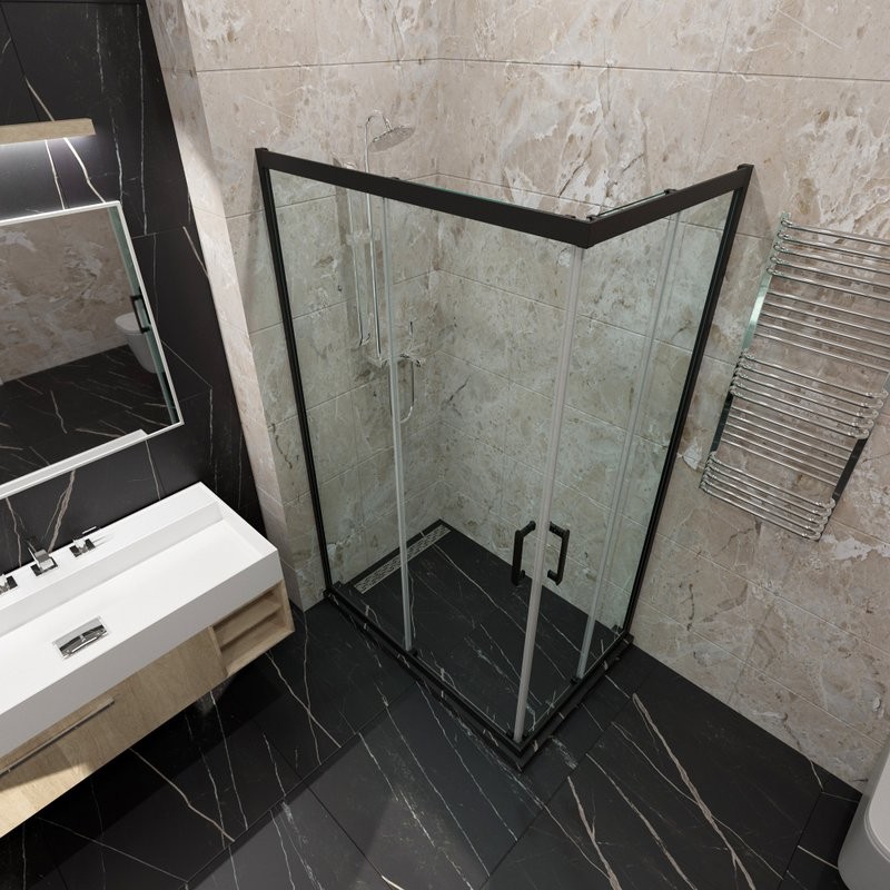 Душевой уголок Triton Фикс 120x90 см, без поддона, профиль блэк