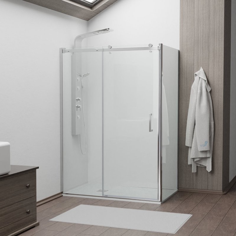 Душевой уголок RGW Tornado TO-14+90 см (130-132)x90x195 профиль хром, стекло прозрачное