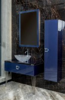 Мебель для ванной комнаты Armadi Art Lucido 100 насыщенный синий, раковина 813, ножки хром