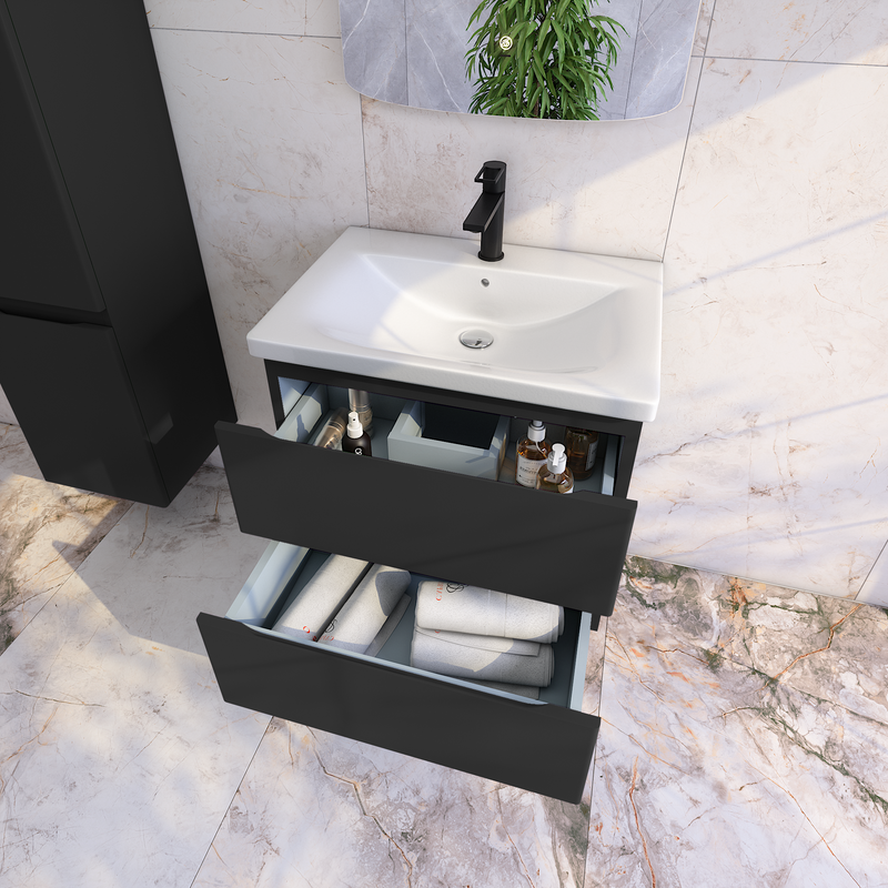 Тумба с раковиной Caprigo Forte 65 подвесная, черная