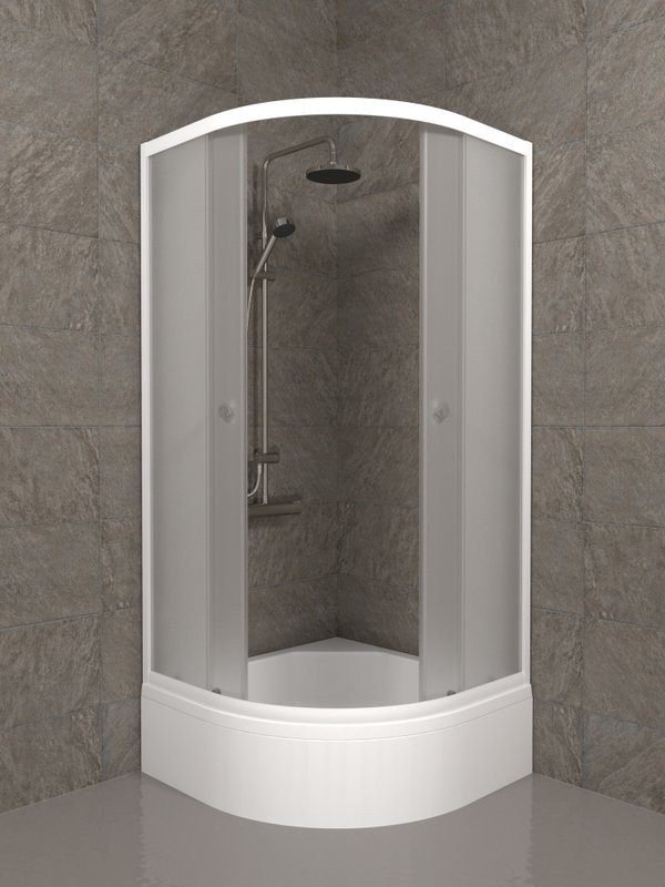Душевой уголок Triton Вельвет В 90х90 см, с поддоном, профиль матовый белый, стекло матовое