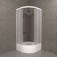 Душевой уголок Triton Вельвет В 90х90 см, с поддоном, профиль матовый белый, стекло матовое