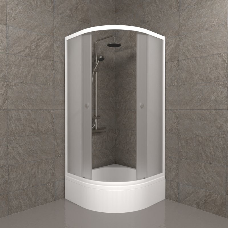 Душевой уголок Triton Вельвет В 90х90 см, с поддоном, профиль матовый белый, стекло матовое