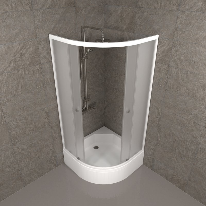Душевой уголок Triton Вельвет В 90х90 см, с поддоном, профиль матовый белый, стекло матовое