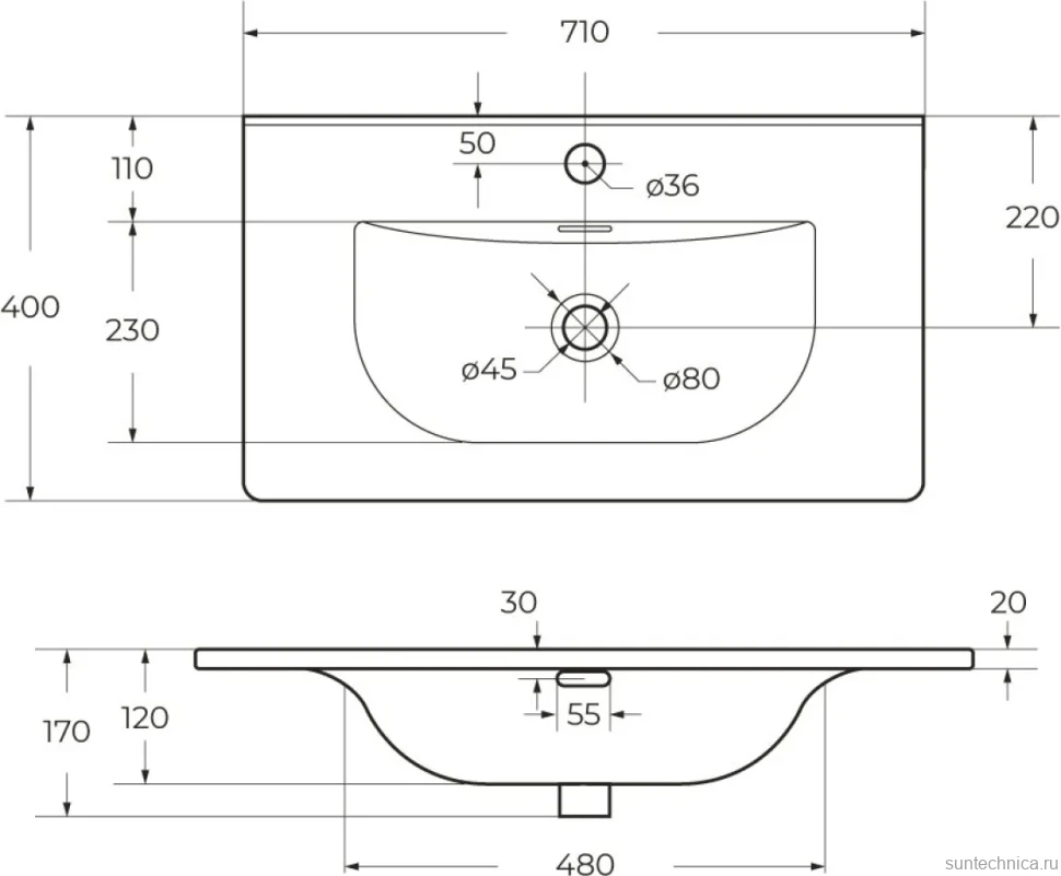 Тумба с раковиной BelBagno Marino-cer-mini 70 подвесная, rovere rustico