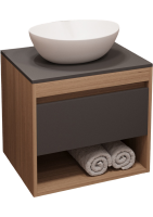 Тумба с раковиной Teymi Ritta 55 дуб эврика, матовый графит, раковина Lori 40