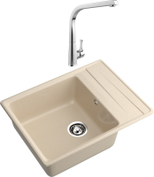 Комплект Мойка GranFest Level LV-660L кашемир + Смеситель MEGA Mega