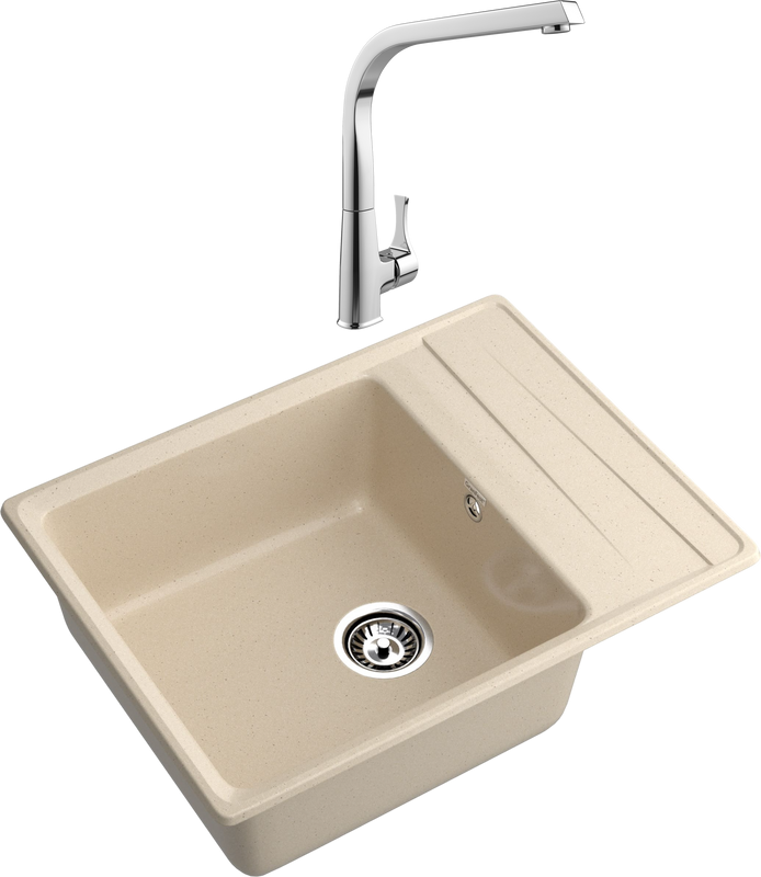 Комплект Мойка GranFest Level LV-660L кашемир + Смеситель MEGA Mega