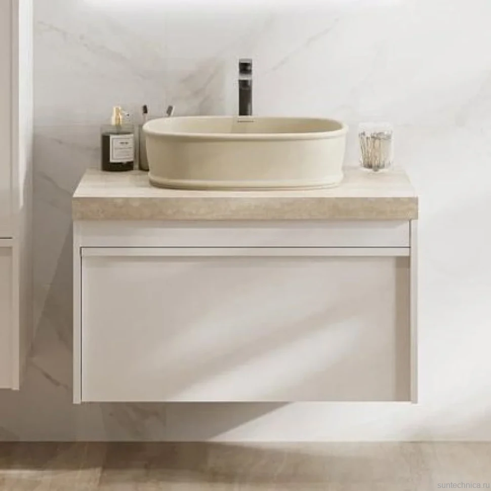 Тумба под раковину KERAMA MARAZZI Modula 80 подвесная, белая глянцевая