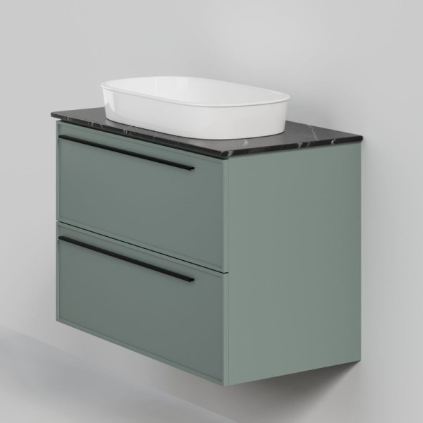 Тумба под раковину со столешницей La Fenice Elba Twin 90 подвесная, серая, столешница черный мрамор