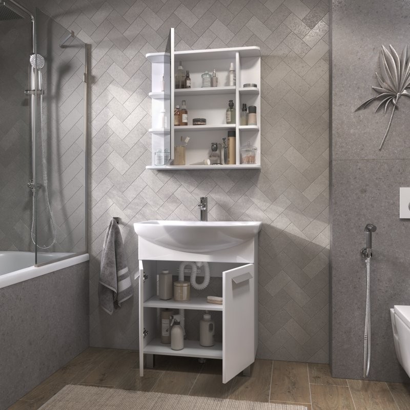 Тумба с раковиной Vigo Hoska 70 2 дверцы, белая