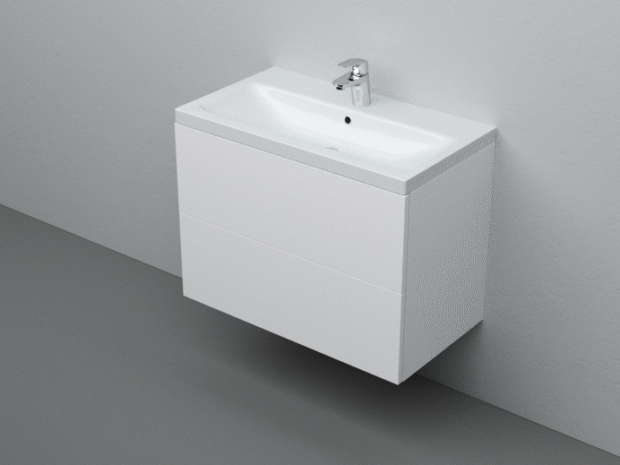 Тумба с раковиной AM.PM Gem 75 подвесная, белый глянец, с 2 ящиками