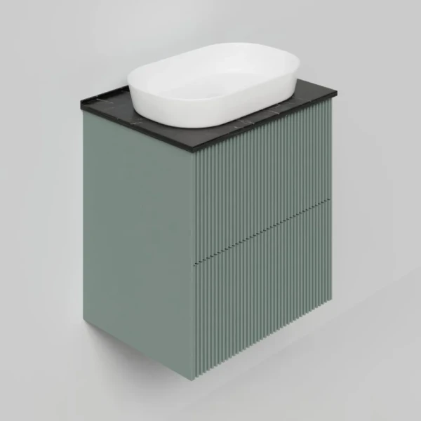 Тумба под раковину со столешницей La Fenice Terra Twin 60 подвесная, grigio, столешница черный мрамор