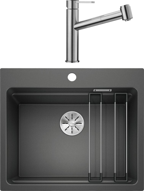 Комплект Мойка Blanco Etagon 6 темная скала + Смеситель Ambis-S 523119