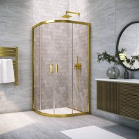 Душевой уголок Vegas Glass ZS Tur Novo h1900 90 09 05 профиль золото, стекло бронза