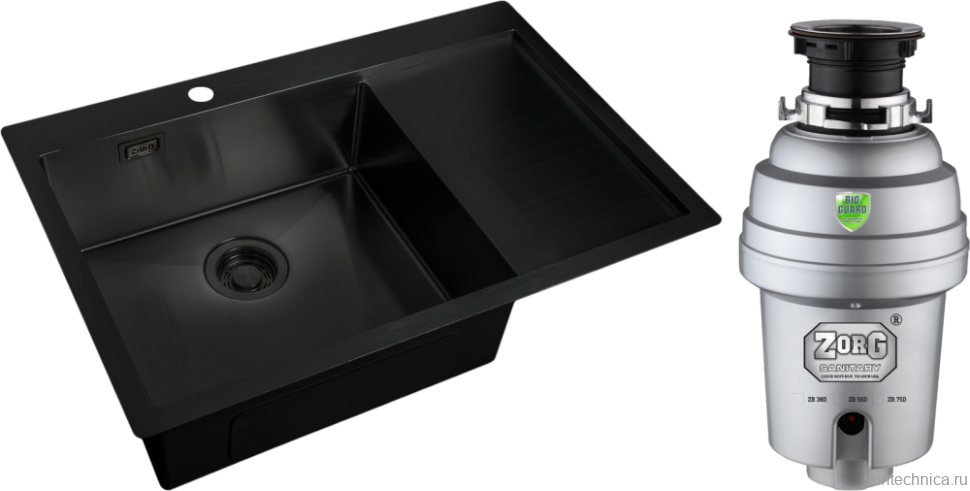 Комплект Мойка Zorg Light R 780510-L Grafit + Измельчитель Inox D