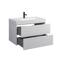 Тумба с раковиной Belux Сиртаки 85 подвесная, белая глянцевая, раковина 850-02