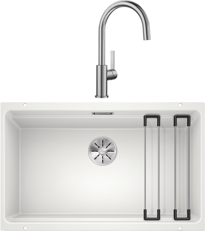 Комплект Мойка Blanco Etagon 700-U белая + Смеситель Candor 523120