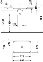 Раковина Duravit Happy D.2 Plus 2359601300 60 см, черная