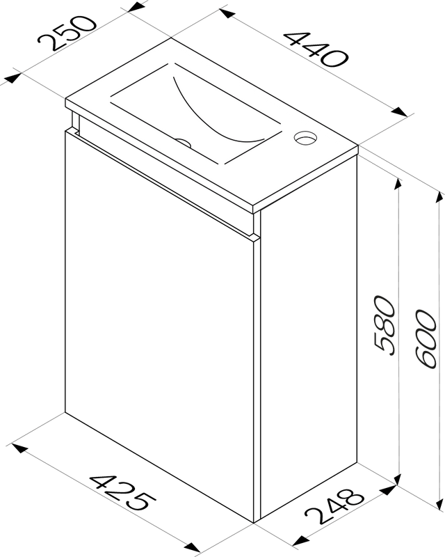 Тумба под раковину без столешницы AM.PM X-Joy 45, подвесная, белый глянец