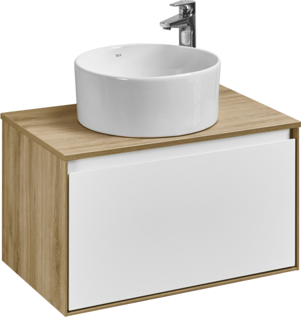 Тумба с раковиной AQUATON Либерти 70 со столешницей дуб эльвезия, раковина Mila 40