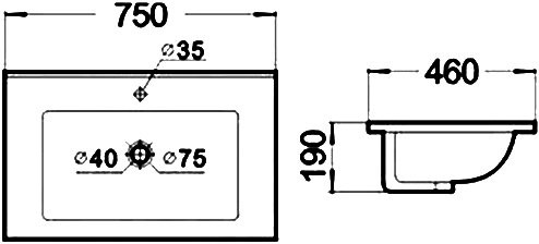 Мебельная раковина Comforty 75E черная матовая