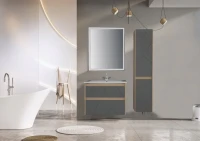 Тумба с раковиной ASB-Mebel Диана 60 серая, дуб янтарный